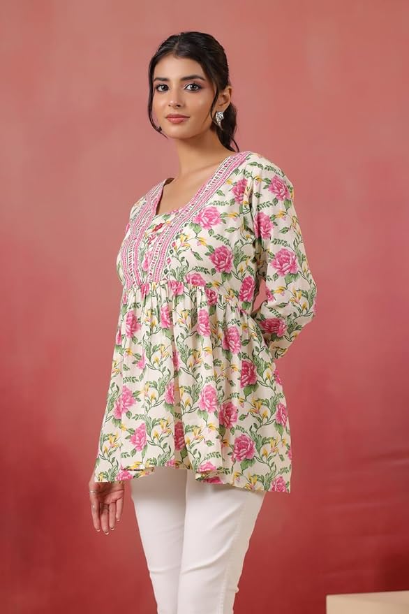 neemiya women embroidered straight short kurti neemiya women embroidered straight short kurti